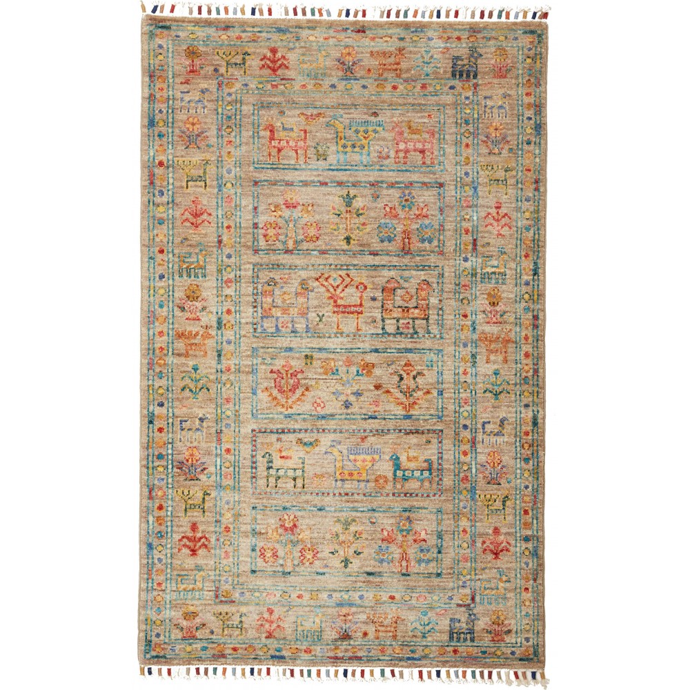 Tappeto Rubin Pakistan marrone grigio 81x129 Tappeto Rubin Pakistan marrone grigio 81x129