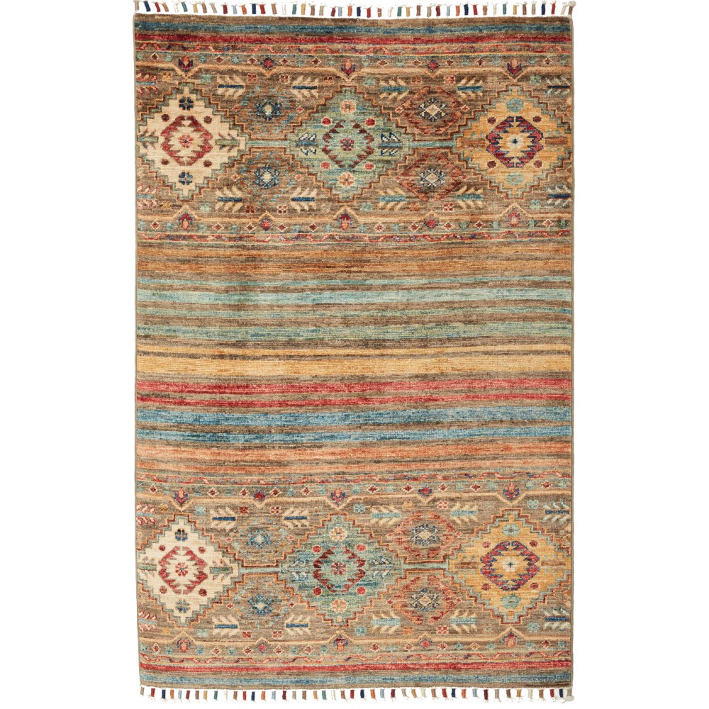 Tappeto Rubin Pakistan marrone bianco 80x124 Tappeto Rubin Pakistan marrone bianco 80x124