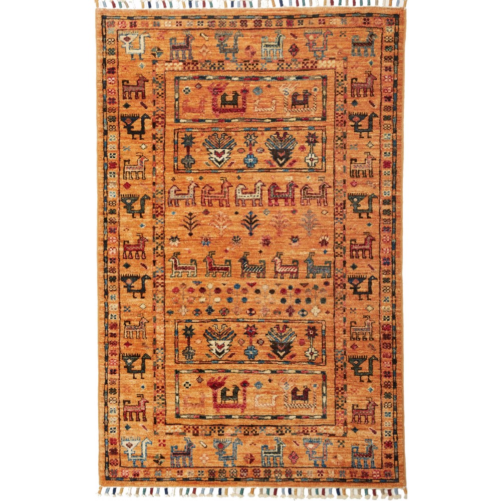 Tappeto Rubin Pakistan arancione grigio 80x123 Tappeto Rubin Pakistan arancione grigio 80x123