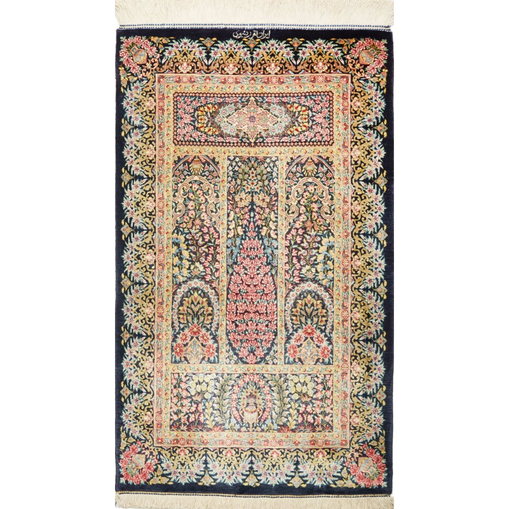 Tappeto Ghom seta Persia marrone grigio 57x97 Tappeto Ghom seta Persia marrone grigio 57x97
