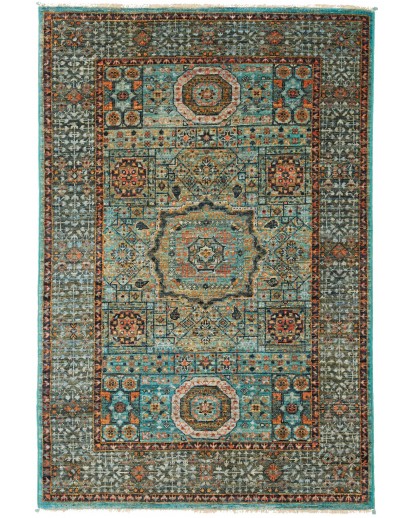 Tappeto Mamlouk Pakistan azzurro verde 85x126