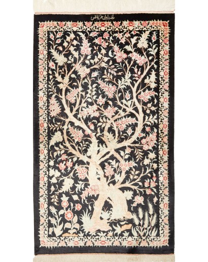 Tappeto Ghom seta Persia giallo grigio 60x101