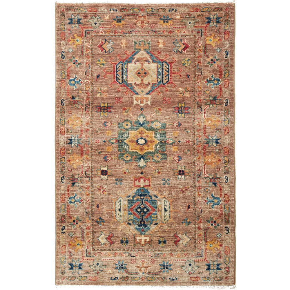 Tappeto Tribal Pakistan marrone grigio 80x125 Tappeto Tribal Pakistan marrone grigio 80x125