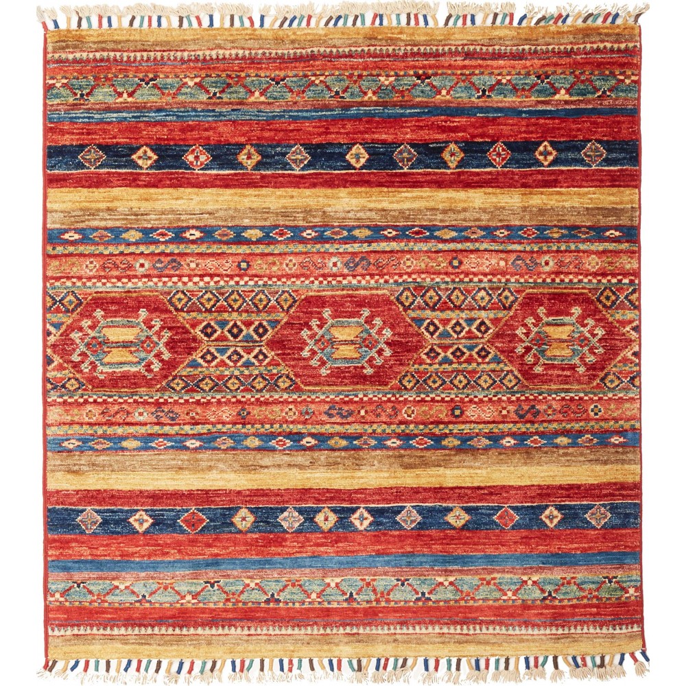 Tappeto Samarkand Pakistan rosso grigio 101x107