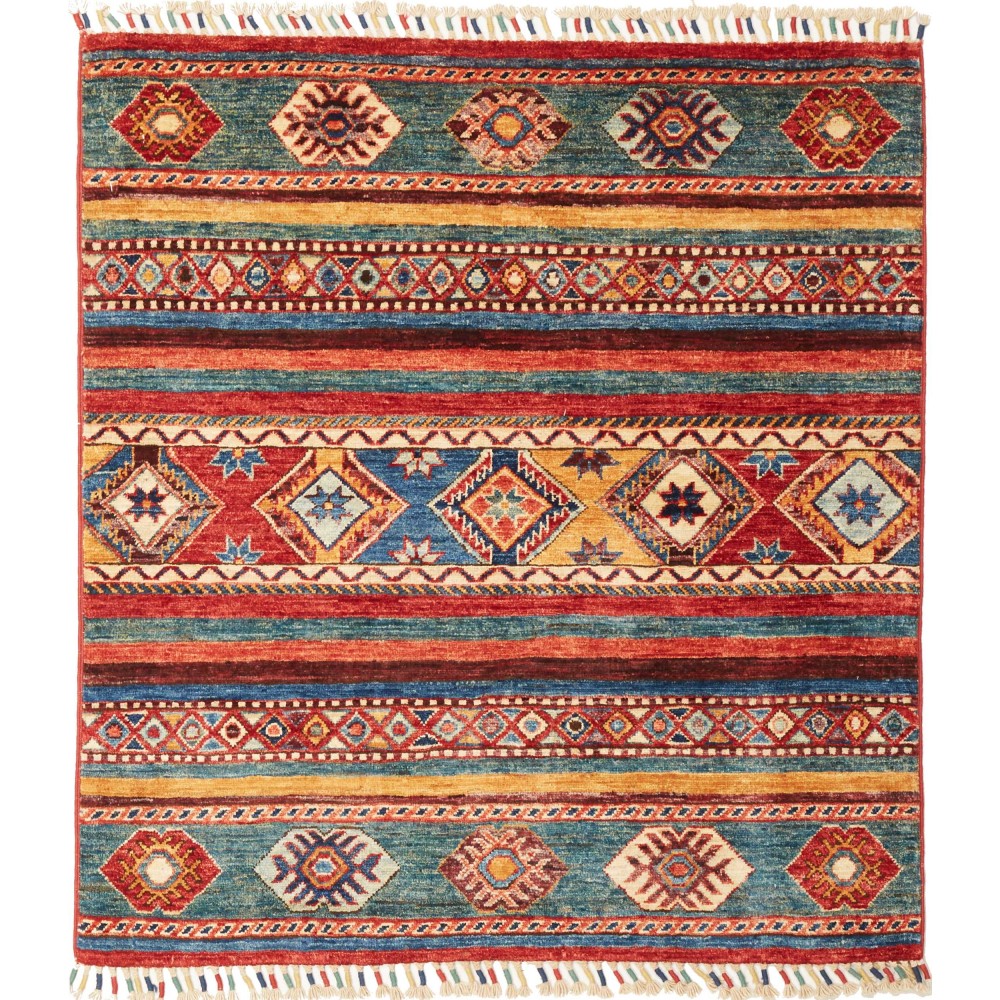 Tappeto Samarkand Pakistan rosso grigio 98x107