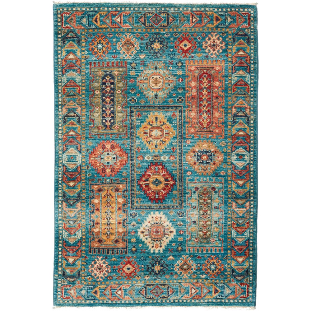 Tappeto Tribal Pakistan azzurro marrone 80x121 Tappeto Tribal Pakistan azzurro marrone 80x121