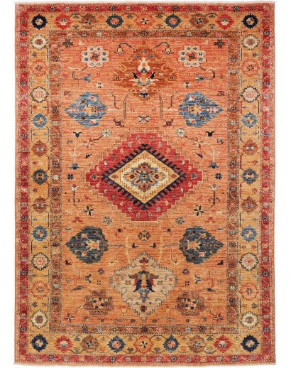 Tappeto Kazak Fine Pakistan arancione grigio 147x207