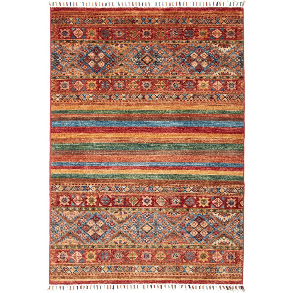 Tappeto Samarkand Pakistan rosso grigio 99x141 Tappeto Samarkand Pakistan rosso grigio 99x141