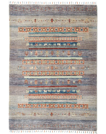 Tappeto Siva Pakistan azzurro bianco 108x154
