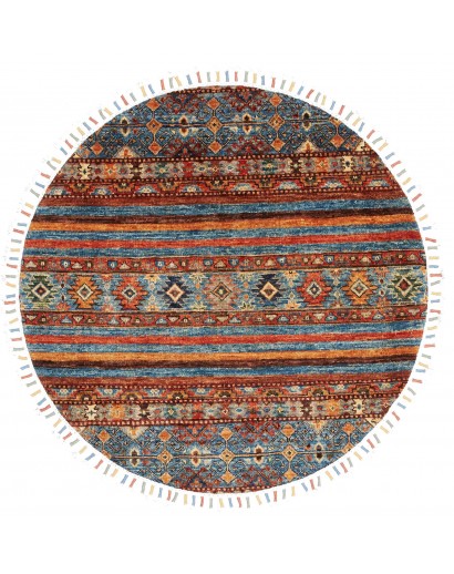 Tappeto Samarkand Pakistan azzurro arancione 90x90