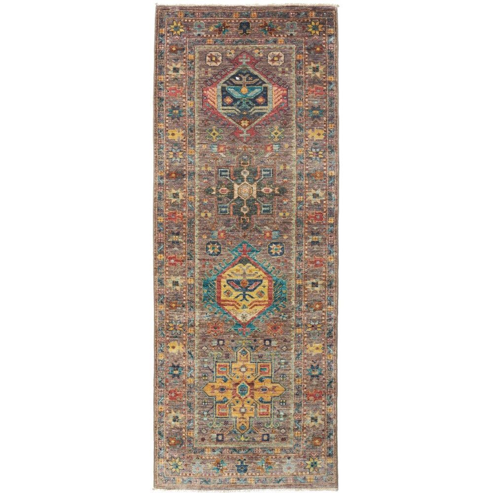 Tappeto Tribal Pakistan bianco marrone 80x204 Tappeto Tribal Pakistan bianco marrone 80x204