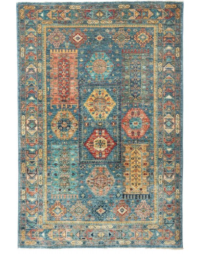 Tappeto Tribal Pakistan bianco azzurro 123x181