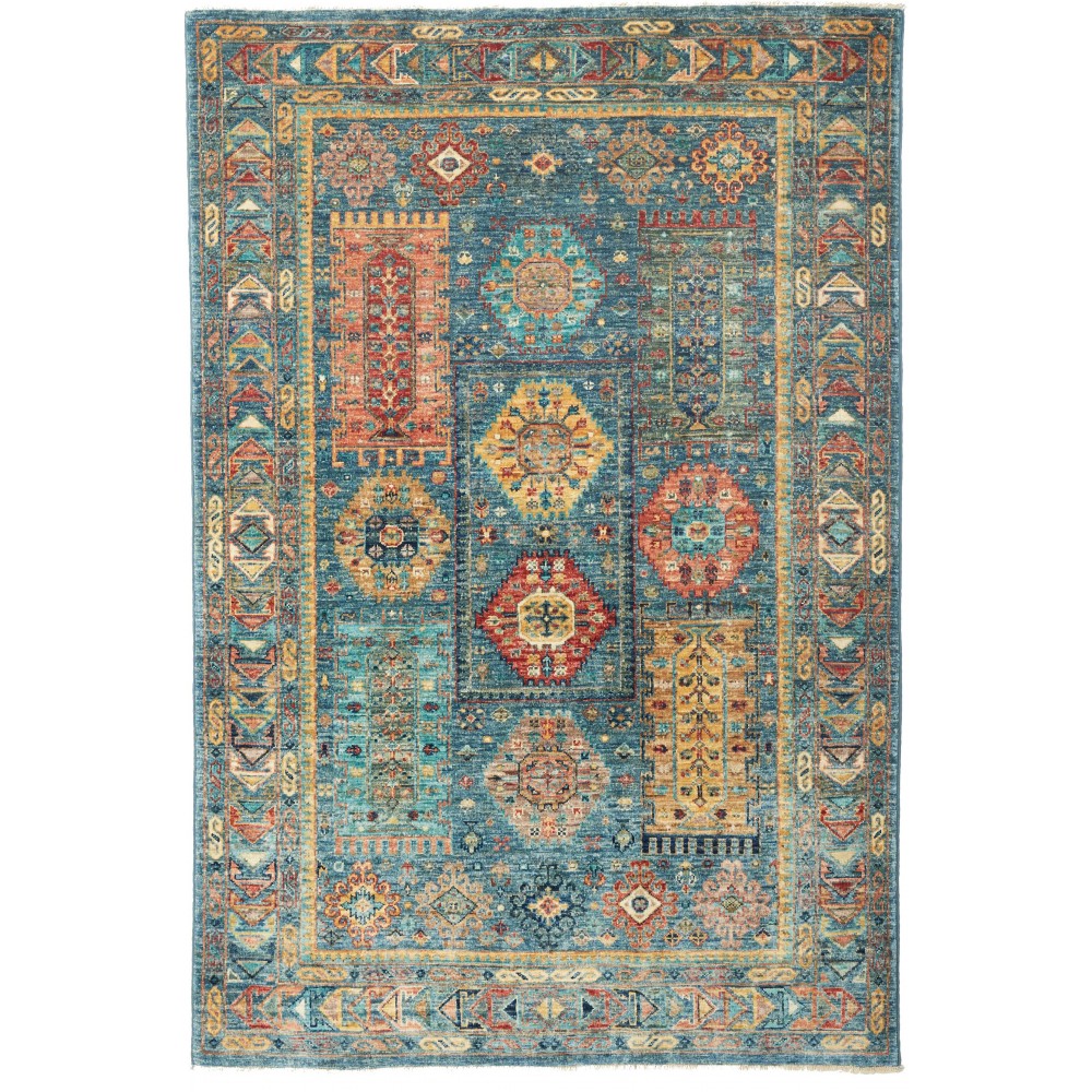 Tappeto Tribal Pakistan bianco azzurro 123x181 Tappeto Tribal Pakistan bianco azzurro 123x181