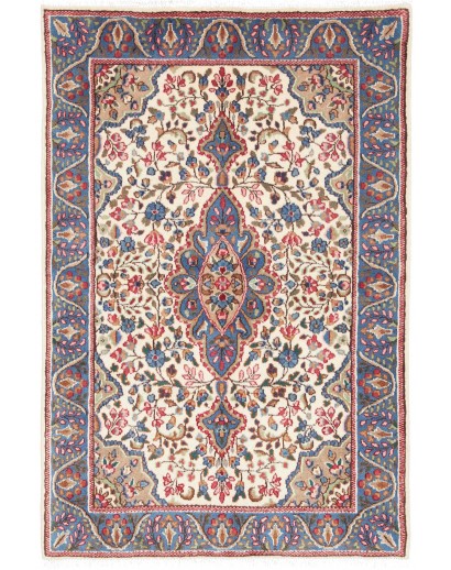 Tappeto Kerman Persia beige azzurro 92x140