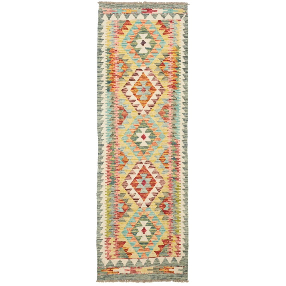 Tappeto Kilim Afghanistan marrone bianco 62x189 Tappeto Kilim Afghanistan marrone bianco 62x189