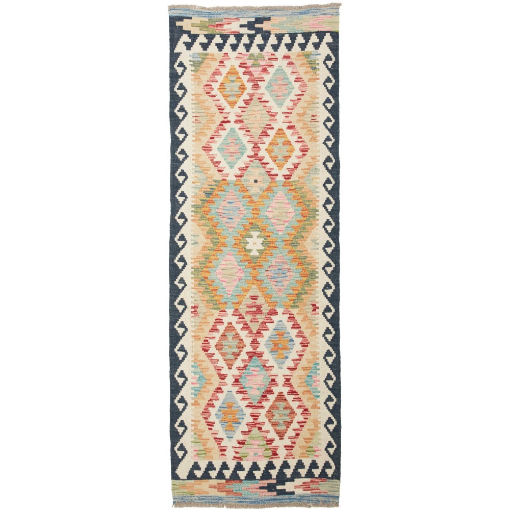 Tappeto Kilim Afghanistan marrone giallo 65x194