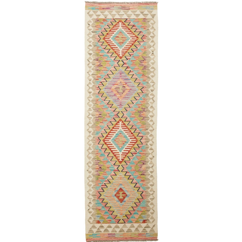 Tappeto Kilim Afghanistan marrone giallo 65x210 Tappeto Kilim Afghanistan marrone giallo 65x210