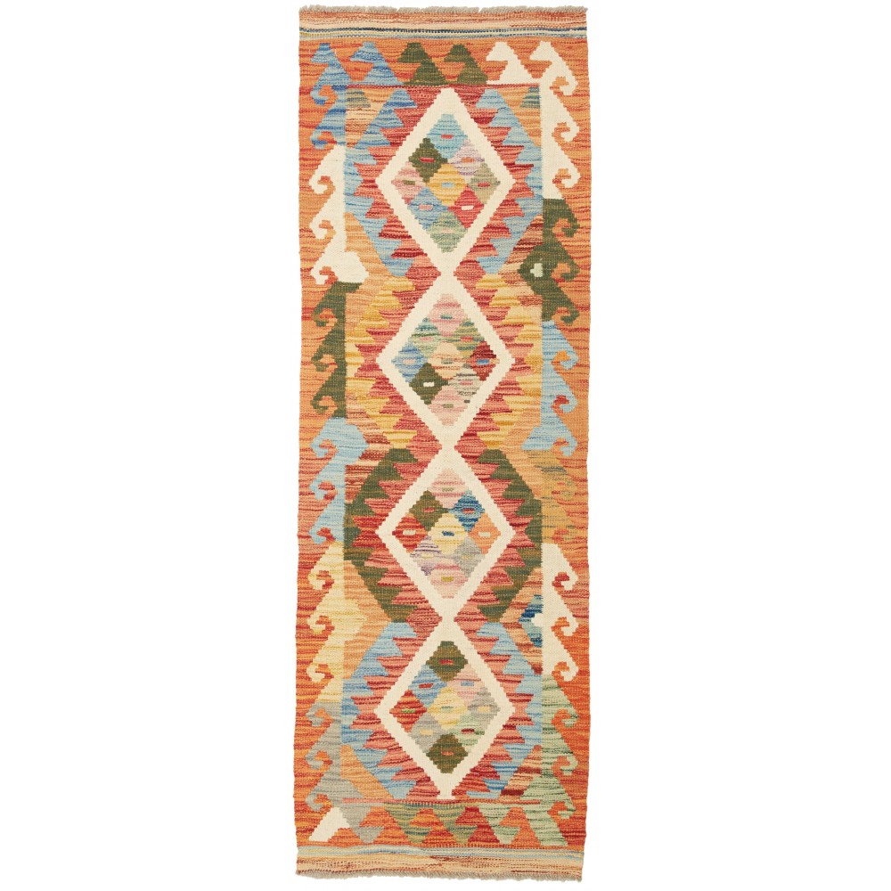 Tappeto Kilim Afghanistan marrone verde 59x177 Tappeto Kilim Afghanistan marrone verde 59x177