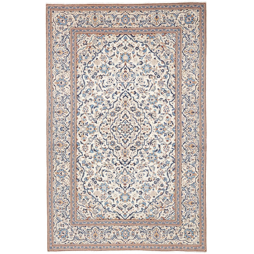 Tappeto Kashan Persia bianco azzurro 193x298