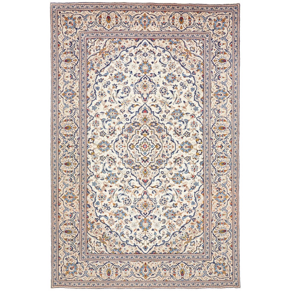 Tappeto Kashan Persia bianco azzurro 200x295