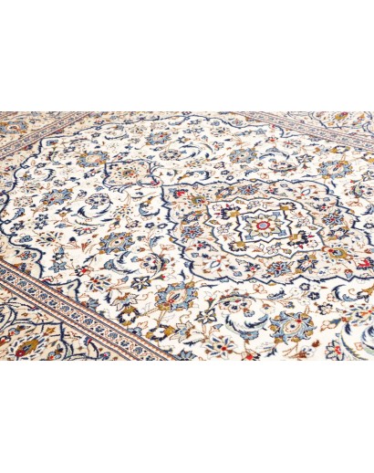 Tappeto Kashan Persia bianco azzurro 200x295
