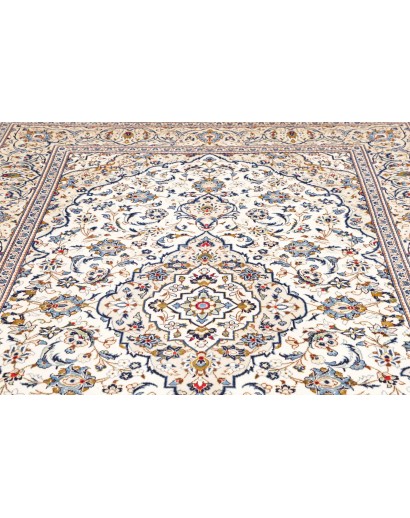 Tappeto Kashan Persia bianco azzurro 200x295