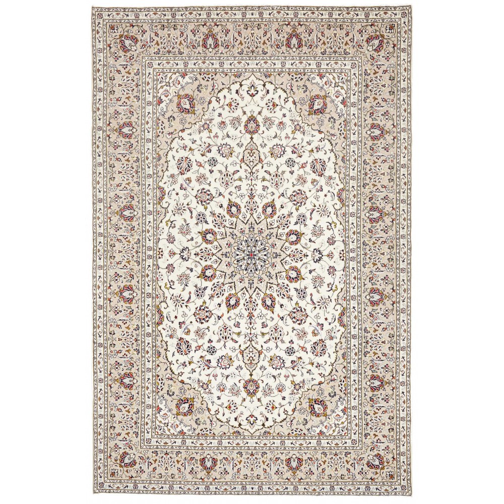 Tappeto Kashan Persia bianco grigio 196x300