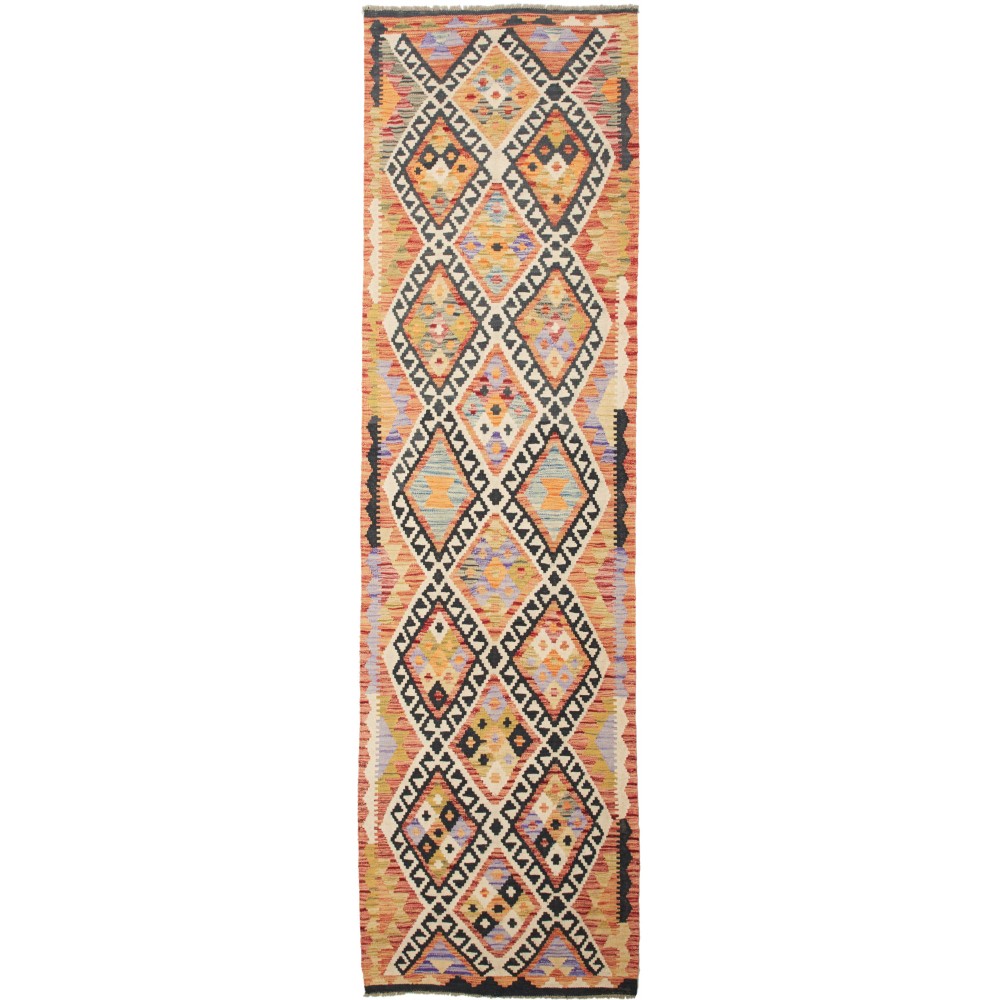 Tappeto Kilim Afghanistan marrone grigio 86x316 Tappeto Kilim Afghanistan marrone grigio 86x316