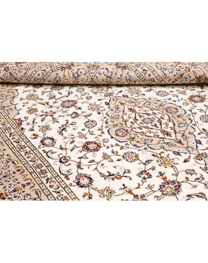 Tappeto Kashan Persia bianco marrone 200x303