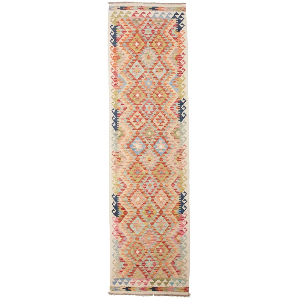 Tappeto Kilim Afghanistan marrone grigio 84x309 Tappeto Kilim Afghanistan marrone grigio 84x309