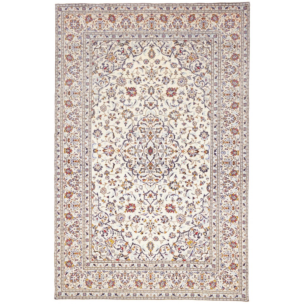 Tappeto Kashan Persia bianco marrone 196x300