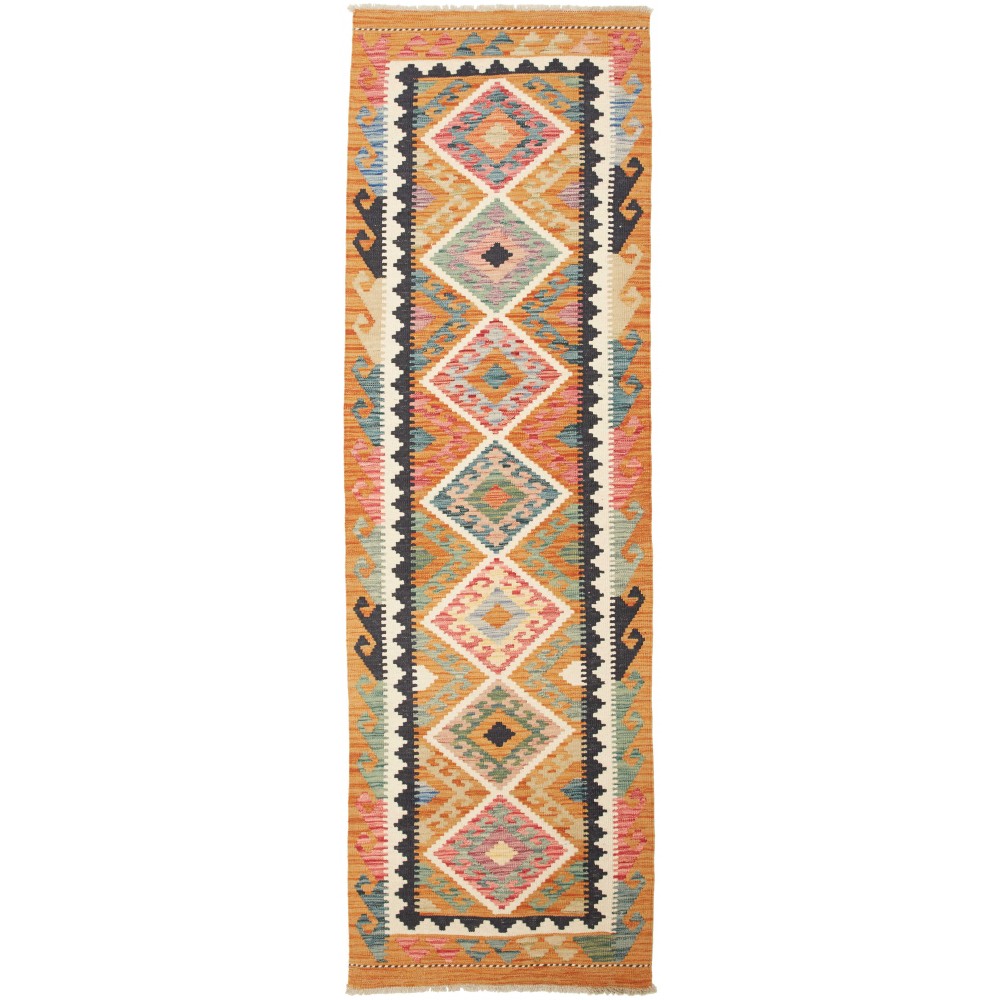 Tappeto Kilim Afghanistan marrone grigio 77x247 Tappeto Kilim Afghanistan marrone grigio 77x247