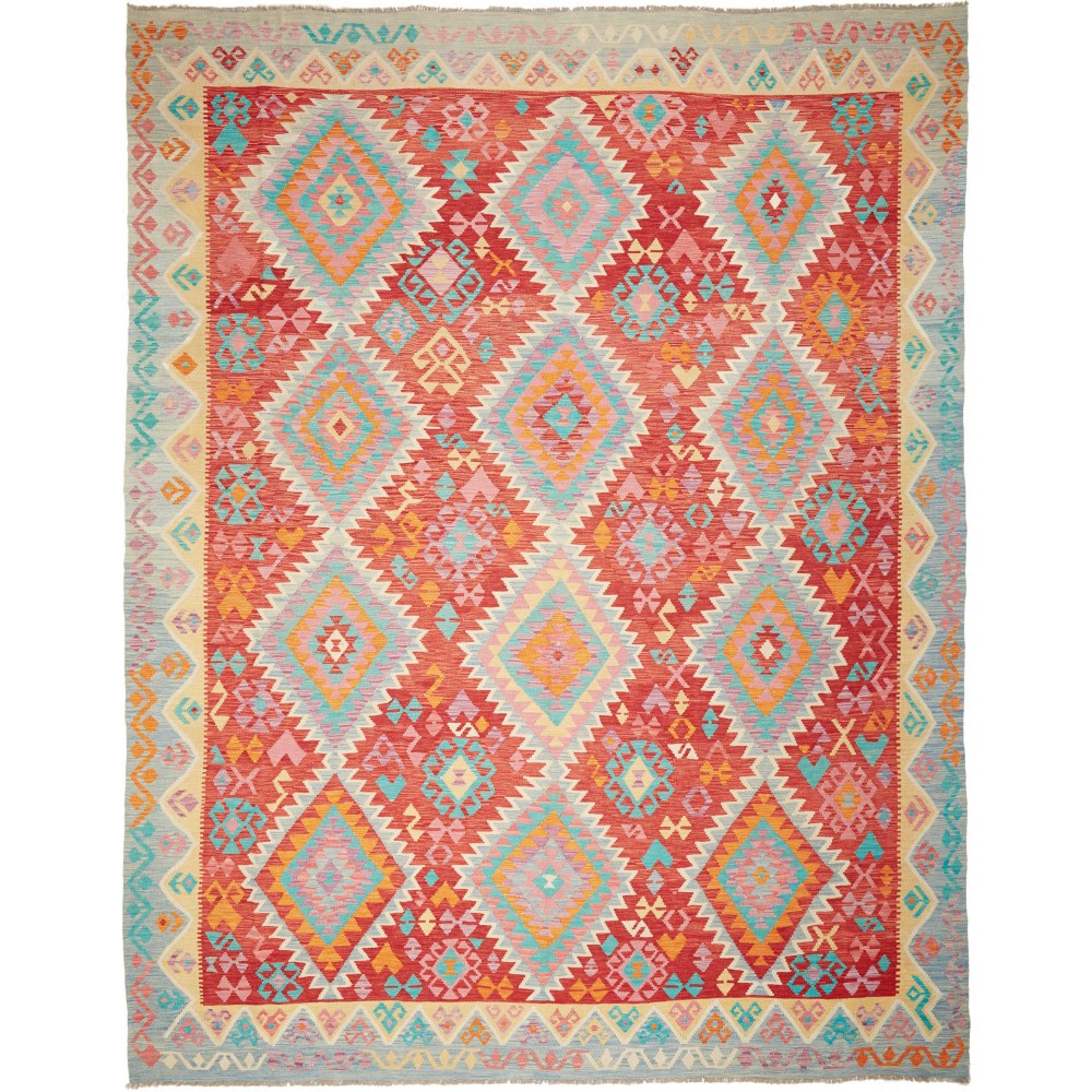 Tappeto Kilim Afghanistan marrone blu 303x392 Tappeto Kilim Afghanistan marrone blu 303x392