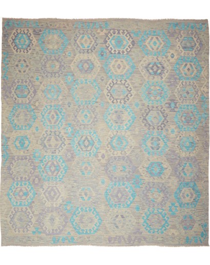 Tappeto Kilim Afghanistan azzurro bianco 262x290
