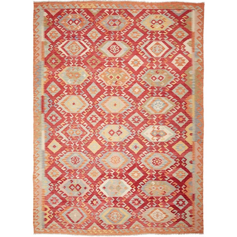 Tappeto Kilim Afghanistan marrone rosso 246x345