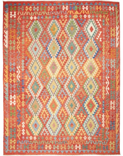 Tappeto Kilim Afghanistan arancione azzurro 270x346