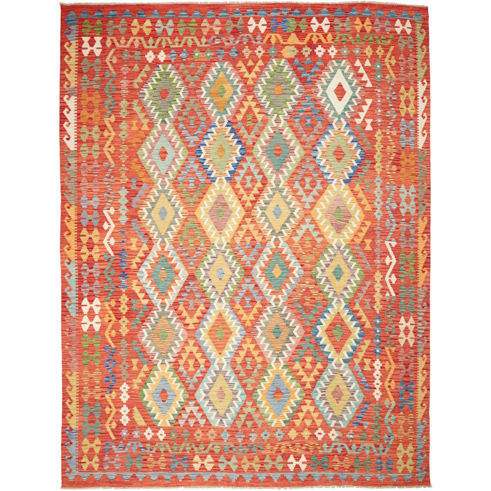 Tappeto Kilim Afghanistan arancione azzurro 270x346