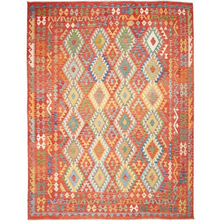 Tappeto Kilim Afghanistan arancione azzurro 270x346