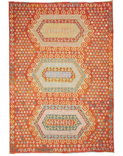 Tappeto Kilim Afghanistan arancione marrone 203x290
