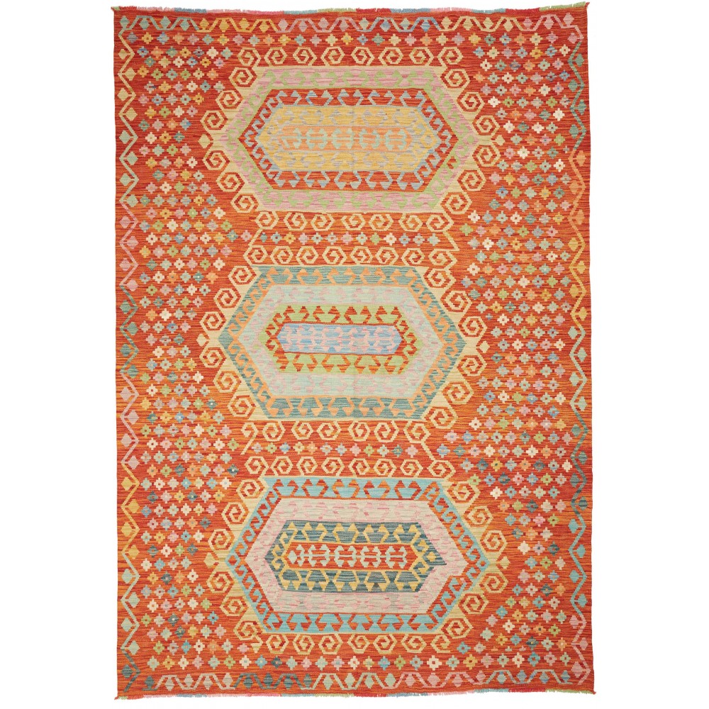 Tappeto Kilim Afghanistan arancione marrone 203x290