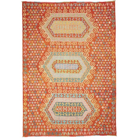 Tappeto Kilim Afghanistan arancione marrone 203x290