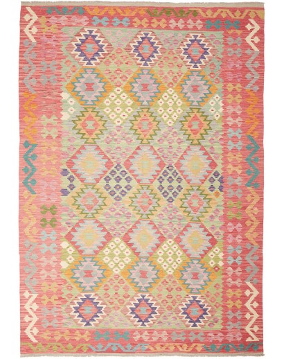 Tappeto Kilim Afghanistan marrone rosso 205x293