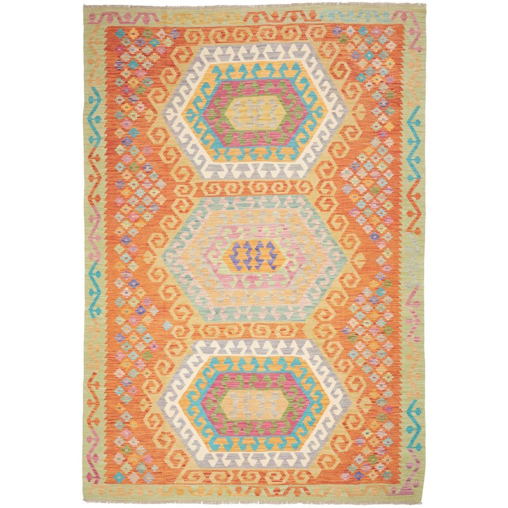 Tappeto Kilim Afghanistan marrone rosso 205x295