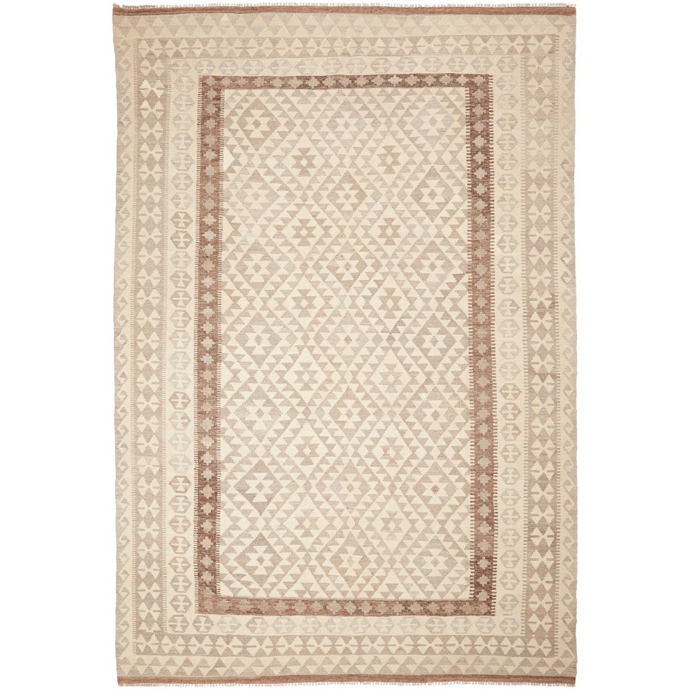 Tappeto Kilim Afghanistan bianco beige 206x302