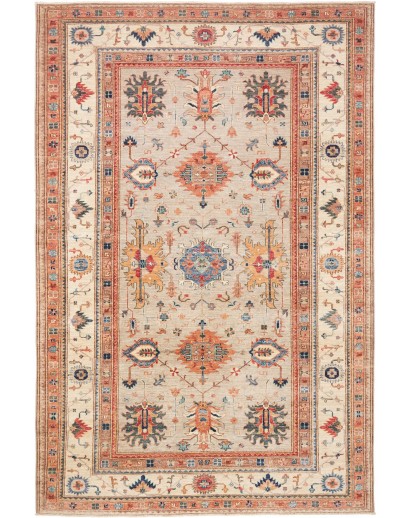 Tappeto Kazak Fine Pakistan marrone grigio 197x302