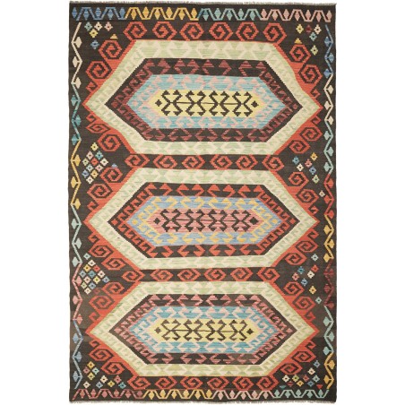 Tappeto Kilim Afghanistan verde marrone 202x305