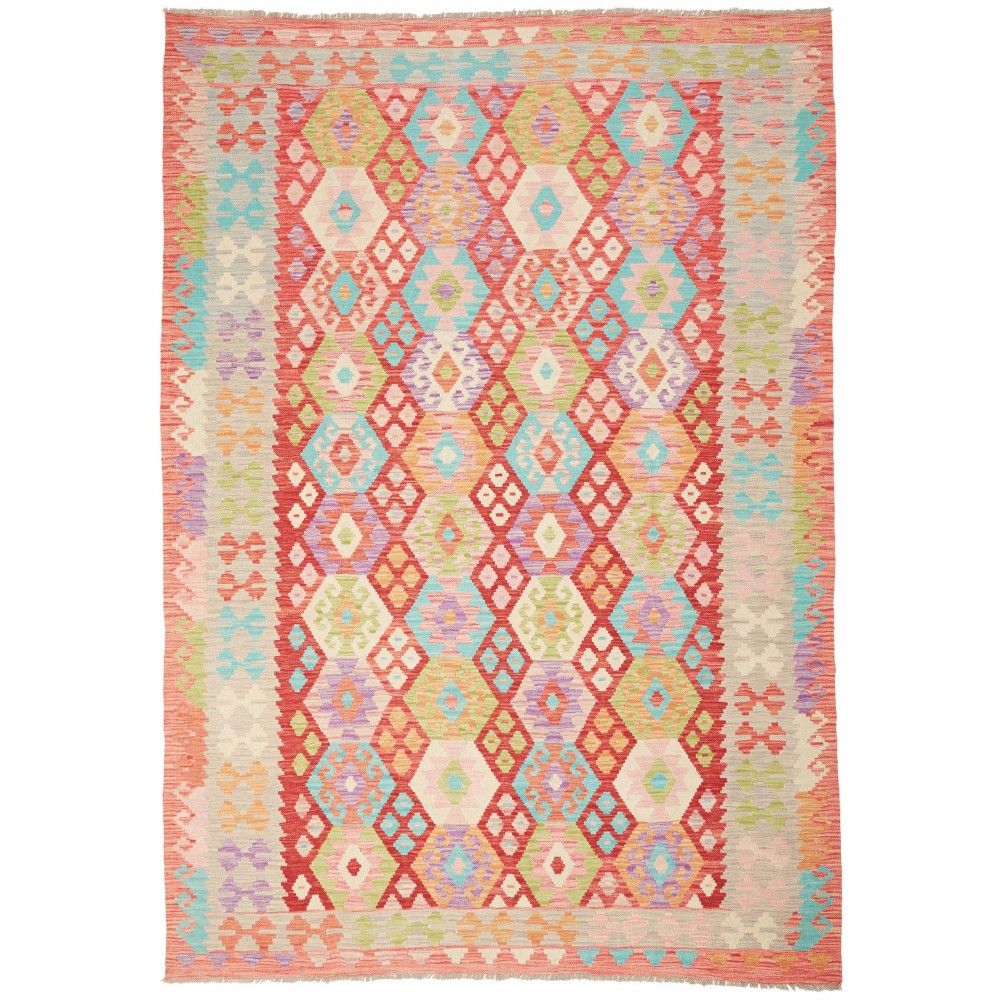 Tappeto Kilim Afghanistan marrone rosso 199x285