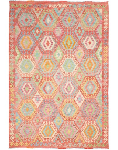 Tappeto Kilim Afghanistan marrone rosso 201x287