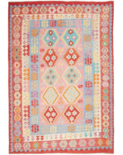 Tappeto Kilim Afghanistan beige rosso 202x290