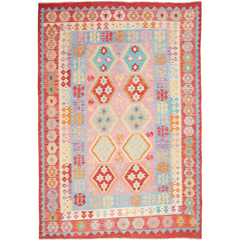 Tappeto Kilim Afghanistan beige rosso 202x290
